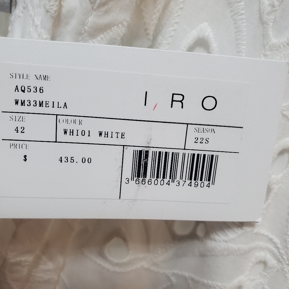 NWT IRO White Eyelet Ruffle Sleeve Dress - Size 42 / 10 - Picture 10 of 12